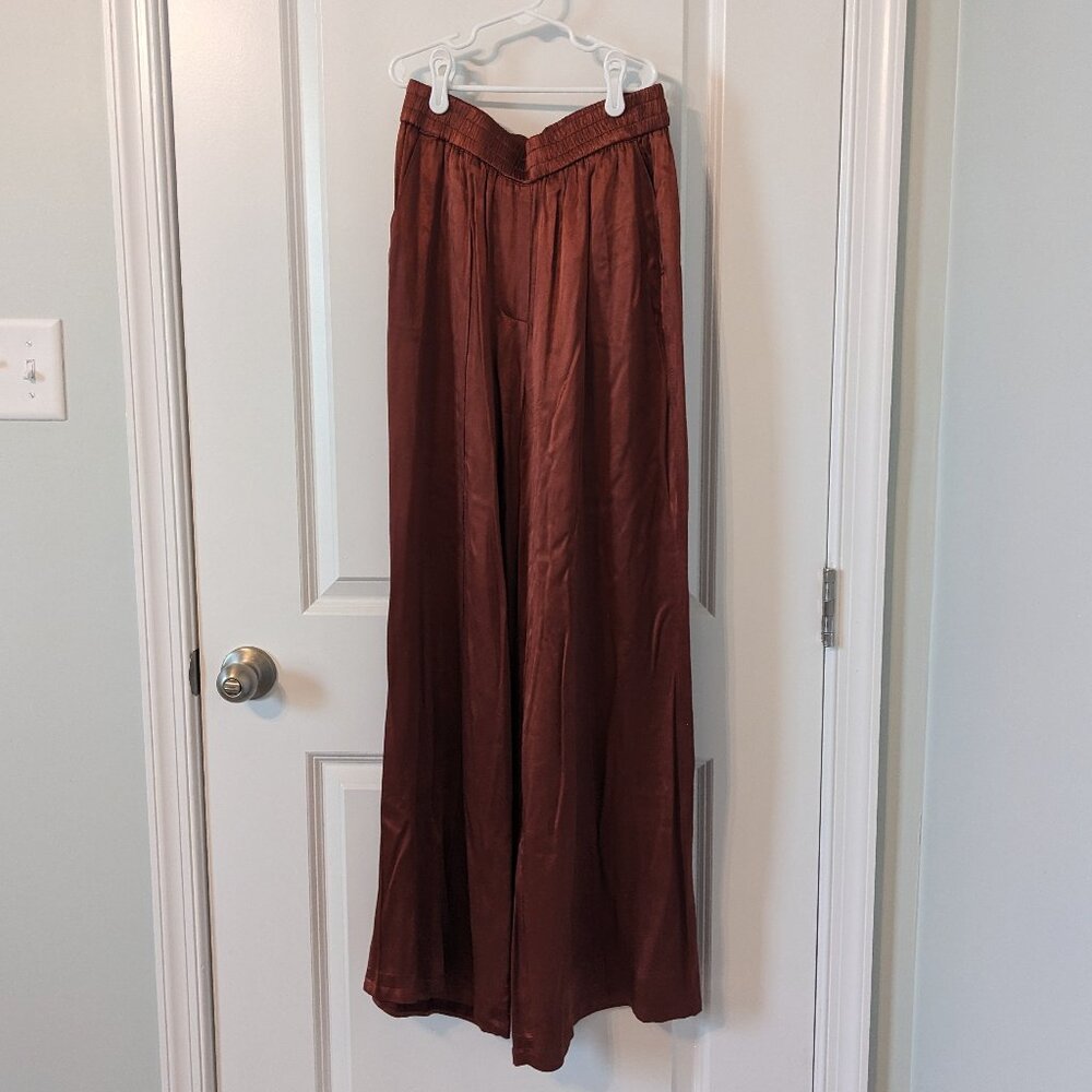 French Rust High Waisted Wide Leg Pants - Size Medium